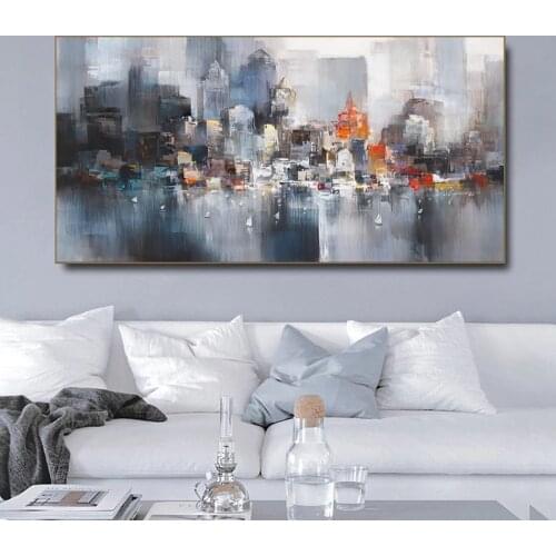 Modern City Building Canvas Painting Landscape Poster Scenery Prints Home Decor Abstract Wall Art Pictures For Living Room Decor