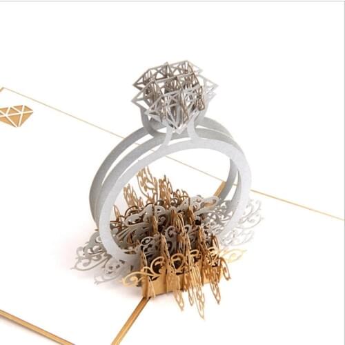 Wedding Invitations Cards 3D Pop Up Ring Card Cardboard Ring Wedding Birthday Christmas Laser Cut Invitations Thank You Cards