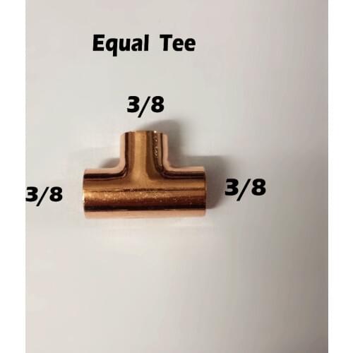 3/8 " 10mm Tee/Equal Tee 3 ways copper brass fitting refrigeration parts air condition fittings pipe fitting