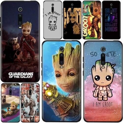 Marvel I am Groot Shockproof Cover For Xiaomi Redmi K40 K30i K30T K30S K30 K20 10X Ultra Pro Soft TPU Black Phone Case