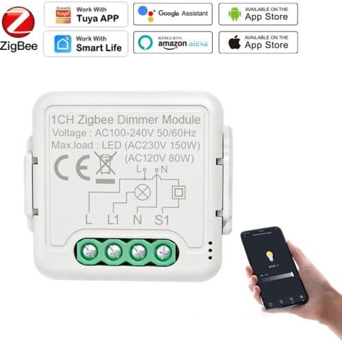 Zigbee3.0 Smart Dimmer Switch Module 1/2 Way Zero Fire Light Switch Smart Life/Tuya App Remote Control Support Alexa Google Home