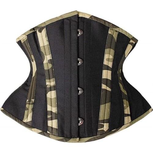 Gothic Women Spiral Steel Boned Waist Trainer Corsets Bustier Body Waist Cincher Camouflage Underbust Top Lingerie Body Shaper