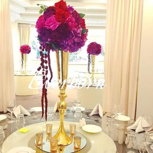 75cm height gold metal candle holder candle stand wedding centerpiece event road lead flower vase 10 pcs/ lot