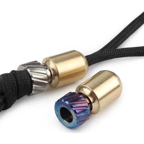 1pcs Brass+Titanium Alloy Knife Beads Paracord Umbrella Rope DIY Outdoor EDC Pendant