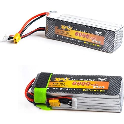 1pcs YW RC Lipo Battery 7.4V 11.1V 6000mah 25C AKKU Batteria XT60 Plug For Helicopter RC Model Trex 500 Traxxas Car Boat