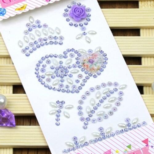 1pc Love Heart Rhinestone Sticker Kawaii DIY Mobile Phone Decor Notebooks Accessories Supplies Child Stationery