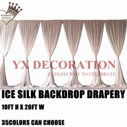 10FT 20FT Long White Ice Silk Wedding Backdrop Curtain Stage Background Valance Event Party Deco