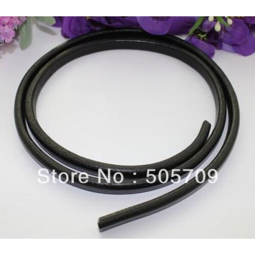 2 Meters of 100% Genuine Black Cow Leather Cord 10x6mm #22513 FREE SHIPPING