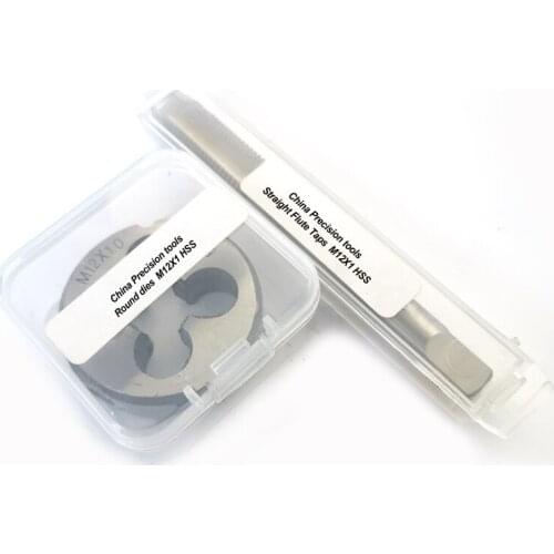 2pcs HSS Metric Right hand tap and die Set M12 M12X1.75 M12X1.5 M12X1.25 M12X1 thread plug taps dies sets M12X0.75 M12X0.5