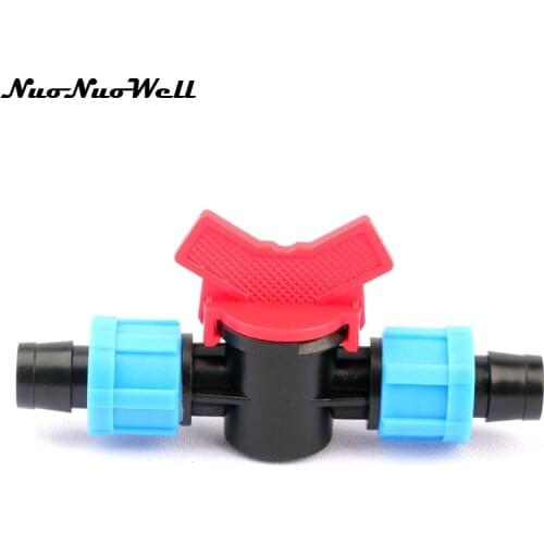 2pcs NuoNuoWell 16mm Straight Thread Lock Valve Drip Tape for Garden Greenhouse Micro Drip Irrigation Hose Connector Coupling