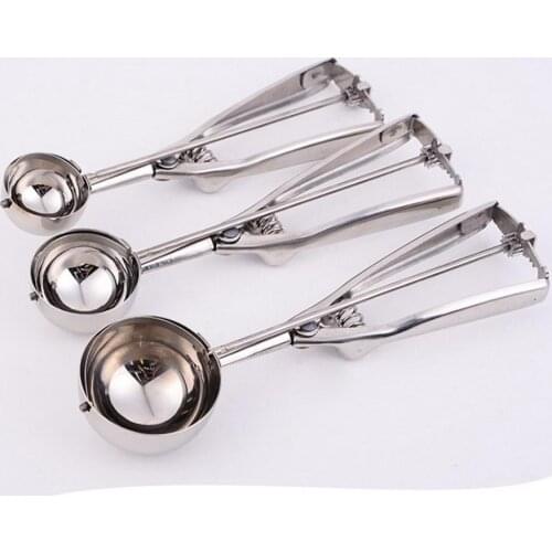 200pcs Stainless Steel Ice Cream Scoop Spoon Stacks Mash Potato Watermelon Spring Handle Spoon Kitchen Tools sport toy