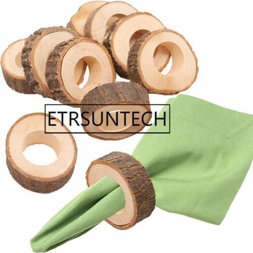 200pcs Natural Wooden Tree Stump Cloth Napkin Rings for Wedding Christmas Party Dinner Decoration