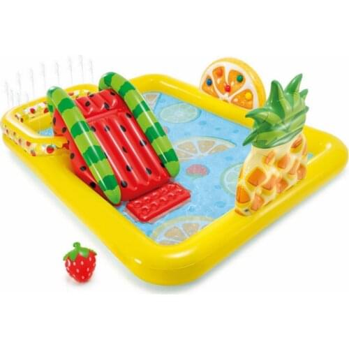 244*191*91cm Kids Yard Garden Lawn Large Inflatable Watermelon Pineapple Fruit Spray Water Splash Play Swimming Pool with Slide