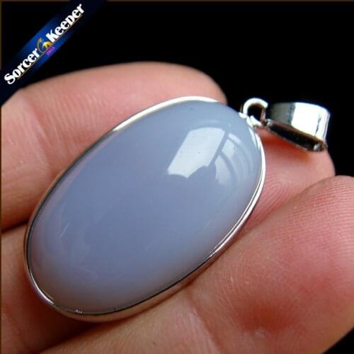 A+ Real Natural Gem Stone Blue Chalcedony Agates Cabochon Beads Crystal Necklace & Pendant Women Accessories bijou Jewelry PS518