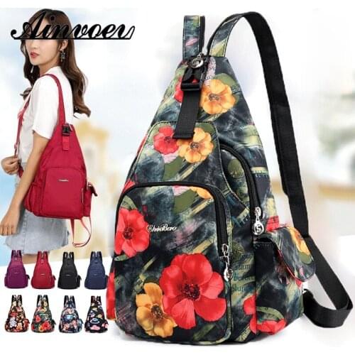 Ainvoev New Fashion Chest Bags Multifunctional Womens Backpack Floral Printing Flower Shoulder Bag Crossbody Bags