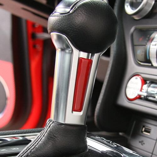 2pcs A/T Red/Blue Car Gear Shift Lever Stick Knob Cover Trim For Ford Mustang 2015+ Car Inner Decal Stripe