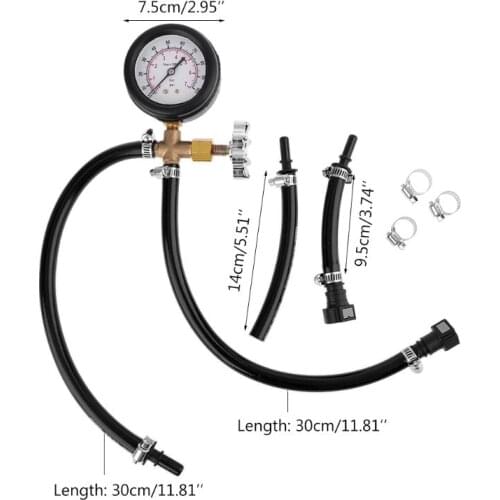 Quick Connected Fuel Injection Pump Pressure Tester Gauge with Valve 0-100PSI 0-7BAR for Vehicle Car