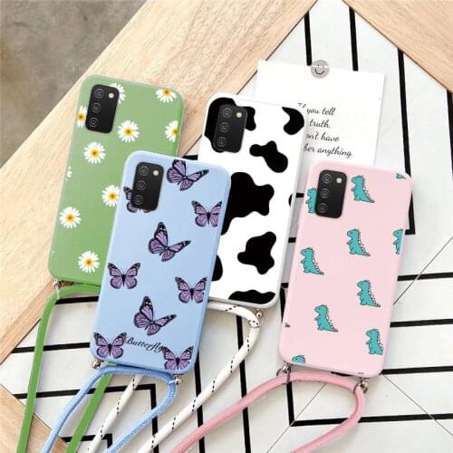 For Samsung Galaxy A02s GalaxyA02s A 02s SM-A025F Bumper 6.5inch Fashion Rope Holder Necklace Strap Cord Lanyard TPU Phone Cases