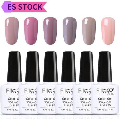 Ship From ES Elite99 6pcs/Kit Gel Nail Polish Set 10ml Nude Gel Varnish Grey Nail Gel Vernis Kit UV LED Lamp Nail Manicure Sets