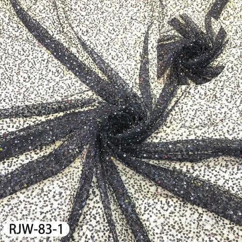 French Tulle Mesh Lace Fabrics High Quality African Lace Fabric with Color Sequins Nigerian Mesh Lace for Party Wedding RJW-83