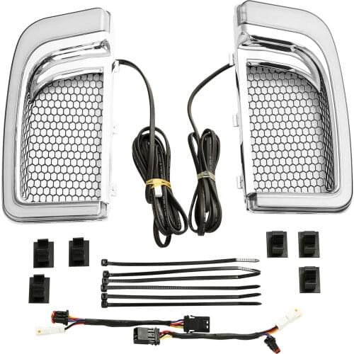 Motorcycle Chrome Fairing Lower Grills LED Turn Signals For Harley Touring Electra Glide Ultra Classic FLHTCU Road Glide Ultra