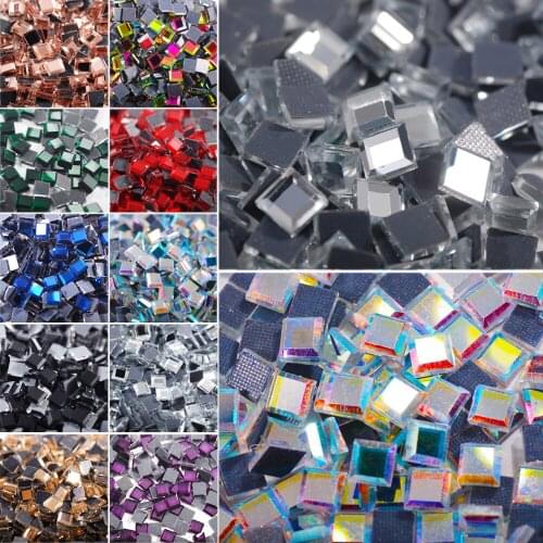 100Pcs Hot Fix Rhinestones Dress accessory 5X5MM Square Crystals Glass Strass Stones For DIY Wedding Decoration