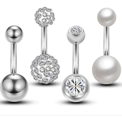 New 4 pcs/set Women Navel Button Rings Medical Steel Sexy Belly Navel Piercing Ring Body Jewelry Pendientes