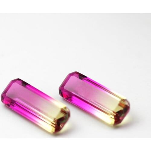 Rectangle hot product composite stone bicolored tourmaline ornamental stones for rings bracelets DIY making faceted jewelry