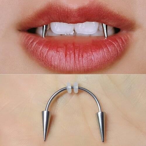 Fashion Goth Lips Ring Stainless Steel BCR Septum Piercing In mouth Ring Puncture Earrings Hoop Nose Ring Body Piercing Jewelry