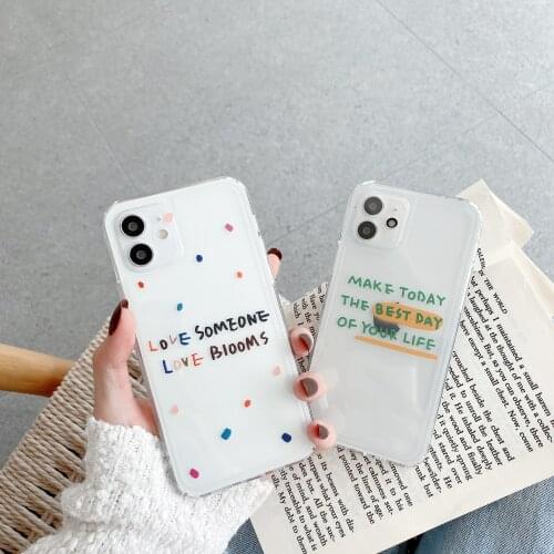 USLION Transparent Simplicity Letter Phone Lens Protection Covers For iPhone 11 12 Pro Max Mini 7 8 Plus X XR XS XSmax Soft Case