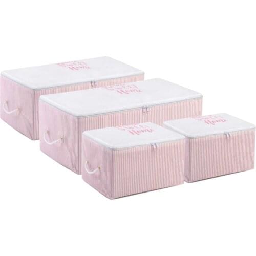FestReal 4 Piece Pink Striped Printed Storage Bag Set Storage Arrangement Stacking Organizer 2021 Fashion Trend Style