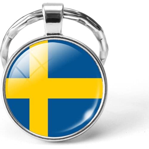 Newest Metal Football World Cup Keychain Syria / Sweden / Switzerland / Saudi Arabia National Flag Glass Cabochon Keyring