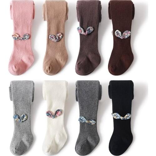 New Fashiion 0-8T Children Cotton Baby Girls Pantyhose Spring Autumn Winter Bowknot TightsKids Infant Knitted Collant Tights