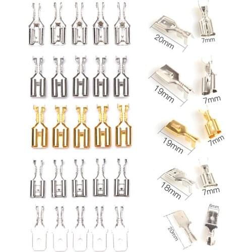 50PCS Crimping Terminals 6.3mm 6.3 Crimp Terminal Male Female Spade Connector