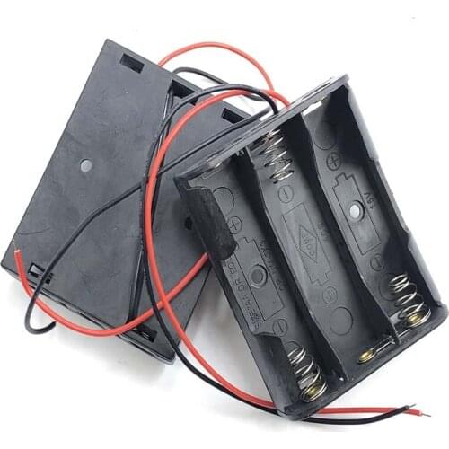 Plastic 6 AA Batteries Holder Box 3 Slots For 3 x AA With Wire Leads Battery Black Storage Case