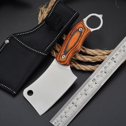 Edc Color Wood Handle Straight Knife Outdoor Survival Tool Outdoor Hunting Knife Multi-function Portable Small Straight Knife