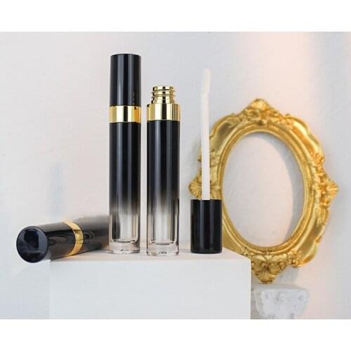 5ml Empty Lip Gloss Tube Empty Cosmetic Containers Lipstick Jar Balm Tube Black Gold Tube Cap Container Maquiagem Tool Wholesale