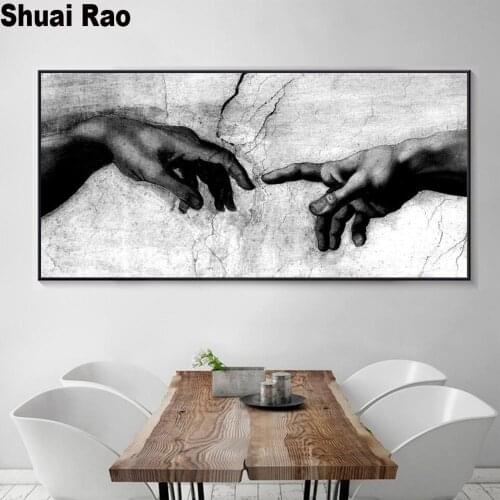 Hand of God Creation of Adam Black White art Diamond Painting Full Square Round Diamond Embroidery Sale Wall Art Handmade Gift