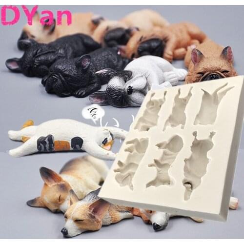 New Year Of The Dog New Years Sleeping Puppy Liquid Silicone Mold Fondant Cake Silicone Mold Chocolate Mold A1527