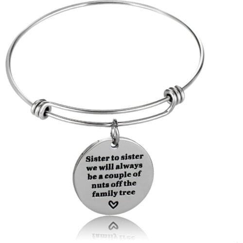 Sister To Sister We Will Always Be A Couple Of Nuts Off The Family Tree ryBangle Stainless Steel Bracelet Family Women Jewel