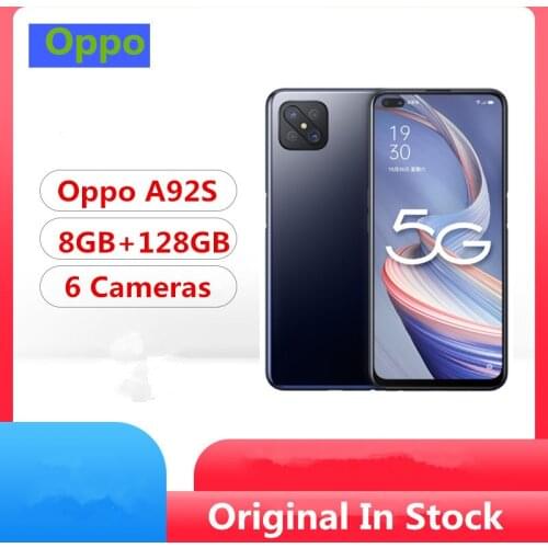 Original Oppo A92S 5G Mobile Phone Mediatek 800 Android 10.0 6.57" IPS 2400X1080 120hz 8GB RAM 256GB ROM 6 Cameras Fingerprint