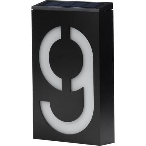 Solar Power Number Sign LED Light High Brightness House Hotel Door Address Plaque Number Digits Plate Outdoor Home