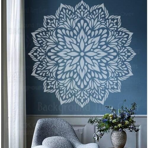 60cm - 100cm Stencil For Wall Decor Paint Floor Template Furniture On Large Huge Giant Mandala Indian Arabic Ethnic Round S096