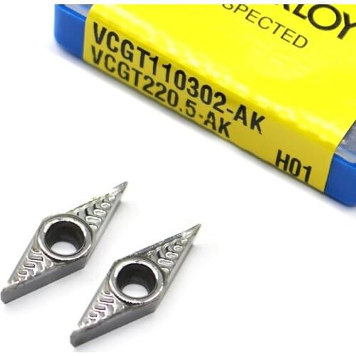 VCGT110302 AK H01 Aluminum cutter blade VCGT 110302 Insert Cutting Tool turning tool CNC Lathe Tools AL +TIN Alloy wood