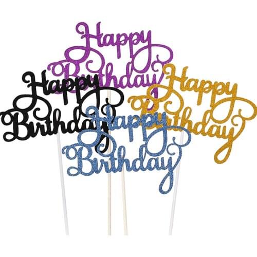 10/1pcs Happy Birthday Cake Topper Bling Sparkle Decoration Sign Happy Birthday Cake Topper Girl`s Birthday Dessert Decor