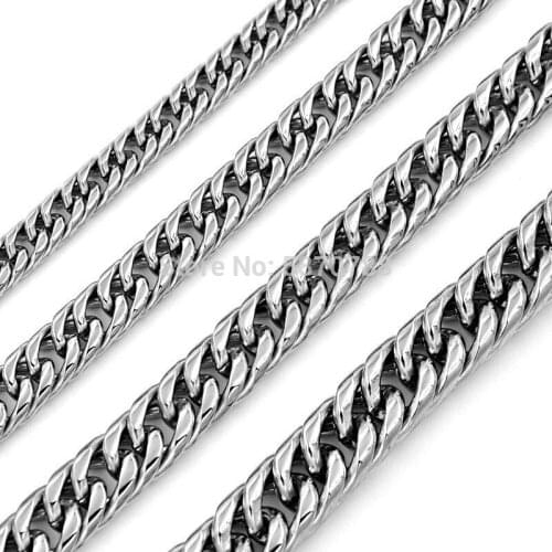 10 pieces Hip Hop Stainless Steel silver color Curb Chain Necklace For Men