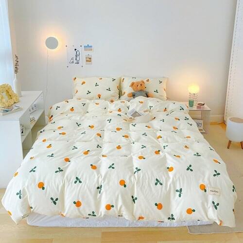 100% Cotton Simple Cartoon Fruit Dute Cover Bedroom Bedding Set Duvet Cover/Student Dormitory Single Double Queen Size