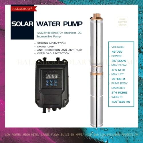 12 v 48 v Large flow 4T/H 3inch High-head 80m DC Brushless Deep-well Submersible Solar Water Pump,Industrial Water Pump For Sale