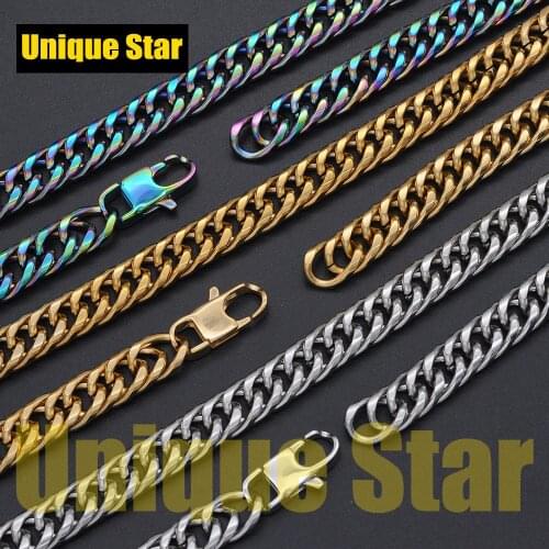 2pcs/lot 100% Stainless Steel Miami Cuban Chains For Men Women Wholesale Hip Hop Jewelry Necklace Chain Trendy Mens Necklaces