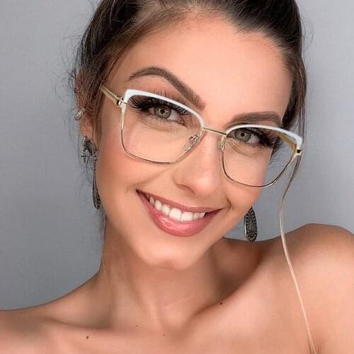 2021 Vintage Eyeglasses Frames For Women Clear Square Blue Light Glasses Frame Metal Transparent Computer Womens Eyeglasses